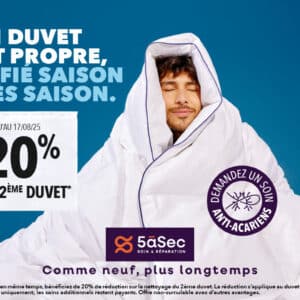 5àsec -20% sur le 2ème duvet