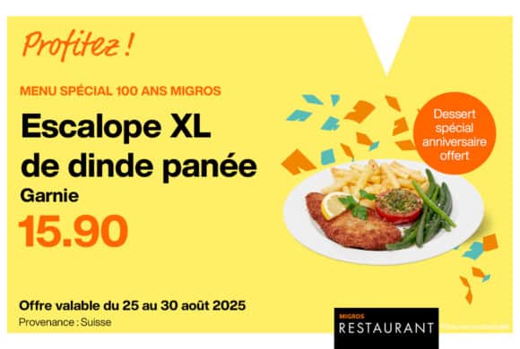 Migros Restaurant – Menu 100 ans