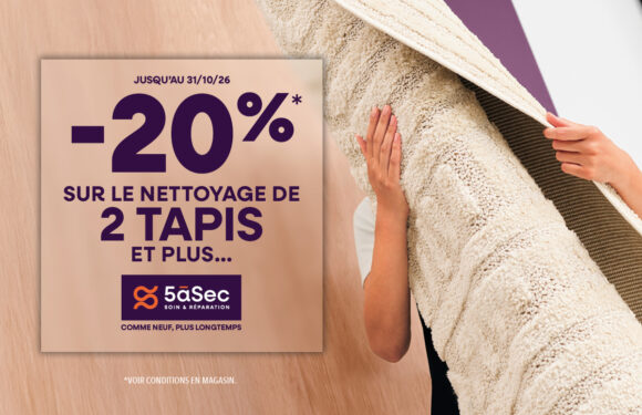 5àsec – 20% sur vos tapis